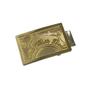 The White Ball Golf Metal Belt Buckle Womens Gold Golfing Amateur Professional